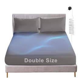 Grounding Fitted Sheet, Earthing Sheets Double Size with 15ft UK Cord, Grounding Bed Sheet with 5% Silver Fiber & 95% Organic Cotton for Improving Sleep, Better Working (135x195cm)