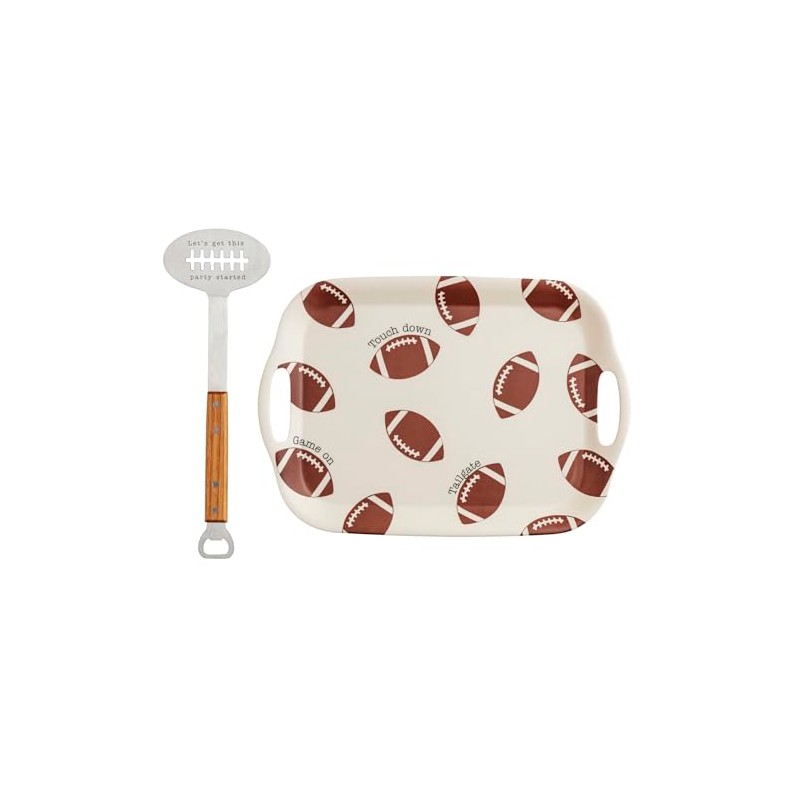 Mud Pie Melamine Football Tray with Spatula