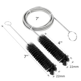 CPAP - Cepillo de limpieza de tubos flexible de 7 pies + cepillo de cerdas de alambre de acero inoxidable práctico de 17,7 cm, se adapta a tubos estándar de 22 mm de diámetro
