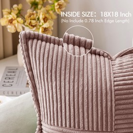 MIULEE Blush Pink Corduroy Pillow Covers with Splicing Set of 2 Super Soft Couch Pillow Covers Broadside Striped Decorative Spring Throw Pillows for Valentine's Day Cushion Bed Livingroom 18x18 inch
