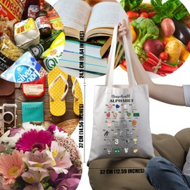 PYOUL Baseball Lover Gift Baseball Alphabet Tote Bag Baseball Player Team Handbag Baseball Mom Gift (Baseball Alphabet Tote)