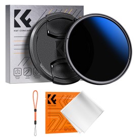 K&F Concept 62mm ND2-ND400 Variable ND Filter, 9 Adjustable Levels, Lens Cap, Optical Glass, 18 Layer Coating, Thin Frame, Cleaning Cloth Included, Perfect for Video Shooting (NANO-K Series)