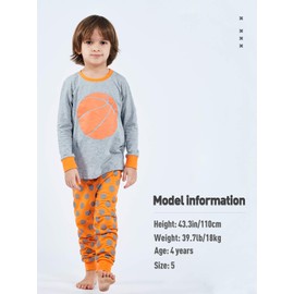 A&J DESIGN Children Boys Basketball Pajamas 2 Piece Set (7, Basketball)