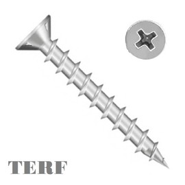 TERF® PVC Window Screw 4.3mm X 25mm Philip Drive Flat Countersunk Stainless Steel A2 (304) Self Tapping PVC Window Screws 4.3mm X 25mm For PVCu Window Door - Pack of 50