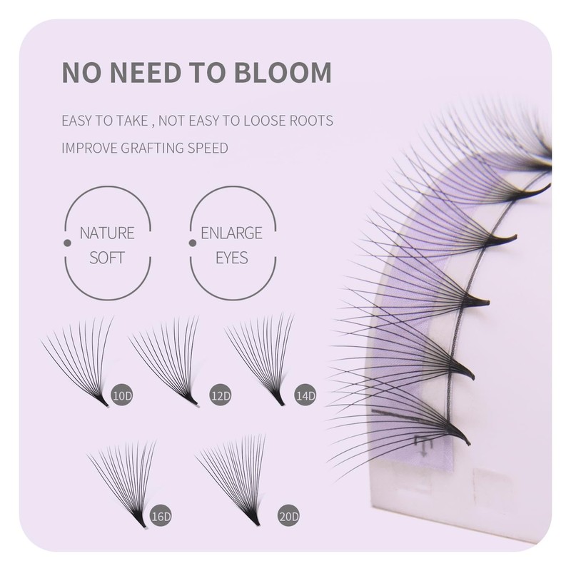 ANNAFRIS Premade Fan Eyelash Extension 20D 0.05mm C Curl 8-15mm