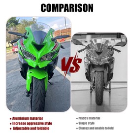 Large Size LED Turn Signal Lights Motorcycle Mirrors Stealth Wind Wing Side Rearview Mirrors Compatible With 2025 Ninja 500 SE Ninja 650 Ninja 400 300 2025 ZX6R ZX10R ZX4RR ZX14R