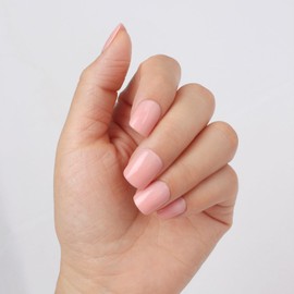 Short Square Press On Nails Pink – 30PCS Glossy Nude Pink Acrylic Fake Nails with Glue, 15 Sizes Reusable Stick On Nails Kit with Tools for Women, Natural Look DIY Manicure Set