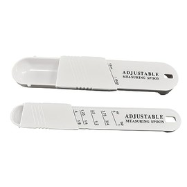 CybrTrayd Adjustable Measuring Spoon, 2-Piece Set, One Size, White
