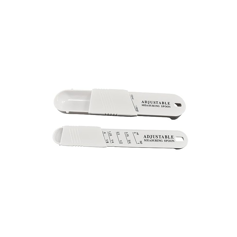 CybrTrayd Adjustable Measuring Spoon, 2-Piece Set, One Size, White