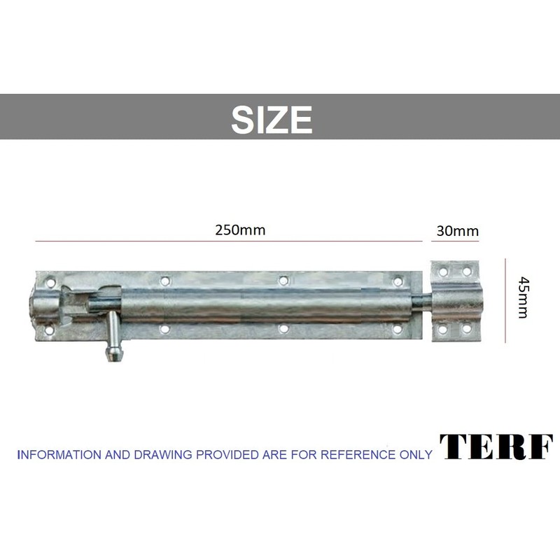 TERF® Heavy Duty Galvanised Tower Door Bolt Barrel Slide Lock