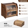 Double Layer Bread Box – Acacia Wood Bread Bin with