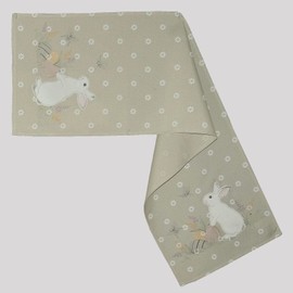 Raebel OHG Table Runner 40 x 140 cm with Crank Embroidery Easter Bunny in Ecru Easter Spring