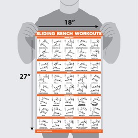 QuickFit 2 Pack - Stretching Exercises and Sliding Bench Workout Poster Set - Compatible with Total Gym & Weider Ultimate Body Works