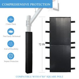 Katop Square Basketball Pole Padding Fits 6x6 Inch Pole, Durable 6 Feet Tall Basketball Pole Pad Outdoor and Indoor, UV-Resistant Waterproof Basketball Hoop Pads for Protection and Player Safety