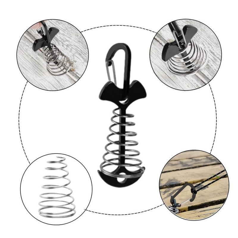 GYWHOOFT 8 PCS Fishbone Deck Anchor Pegs with Carabiners, 10*3.6CM