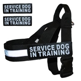 Service Dog in Training Nylon Harness No Pull Guide Assistance Comes with 2 Reflective Service Dog in Training Removable Patches. Please Measure Your Dog Before Ordering.
