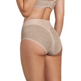 Leonisa Tummy Control Underwear for Women - High Waisted Sheer Lace Shapewear Panties Beige