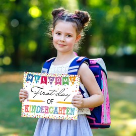 First & Last Day of School Photo Prop Sign - 15 Grades Double Sided Back to School Sign 8"x 10" Reusable Photo Prop for Preschool to College First and Last Day Gifts for Kids Boys Girls Daughter Son