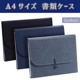 Hiro World Trade Document File Case, A4 Size, Storage, 13 Pockets, Document Case, Bag, Large Capacity, Bag Type (Denim Blue)