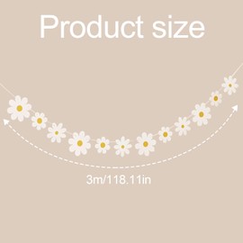 FUIPVGI 4 Pcs Daisy Party Banner Daisy Decoration Flowers Cute Daisy Party Decorations Spring Daisy Garland Flower Birthday Decoration Boho Garland for Birthday Nursery Party Home Window Decor (White)