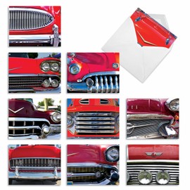 The Best Card Company 10 Assorted Thank You Notes Box Set 4 x 5.12 Inch with Envelopes (10 Designs, 1 Each) CAR AND GRILLE: 10 Assorted Thank You Note Cards w/Matching Envelopes. M2120