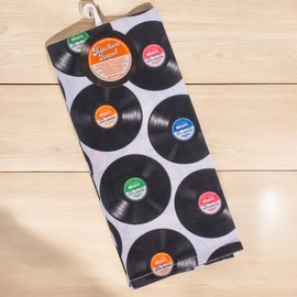 MIJOMA Tea Towel 40 x 60 cm - 100% Cotton with Digital Print - Kitchen Towel Retro Design (Records)