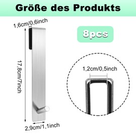 LOLYSIC Pack of 8 Shower Hooks without Drilling, Stainless Steel Towel Hooks, Towel Holder, Shower Wall with Protective Mat, Shower Wall Glass Hooks, Clothes Hooks for Bathroom, Glass, Shower, Wall