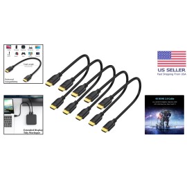 1FT Short HDMI Cable 5-Pack, Ultra HD 4K HDMI 2.0, High Speed, Braided Design