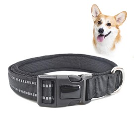 IMHAPO Reflective Dog Collar, Quick Release Classic Pet Collar with Velcro, Adjustable Safety Mesh Pet Collars for Small Medium Large Dogs, Black, Large