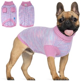On The Roll Pet Clothing,Turtleneck Dog Sweater,Sweaters for Dogs Boys and Girls,Pullover Dog Sweaters,Pet Knitted Clothes,Fit for Different Kinds Dogs,for Spring,Autumn and Winter(Pink L)
