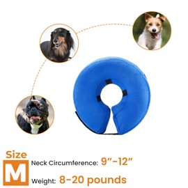 JOYFAST Inflatable Dog Cone for Medium Dog Designed for Comfortable Post-Surgical Recovery Ultra-Soft Comfort Unblocked View No Disruption to Dog's Daily Life
