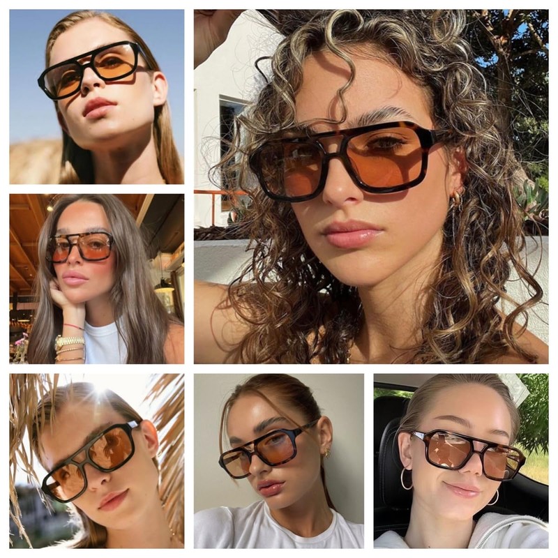 WDZAYXC Stylish Rectangular Sunglasses for Men and Women, UV Protection,