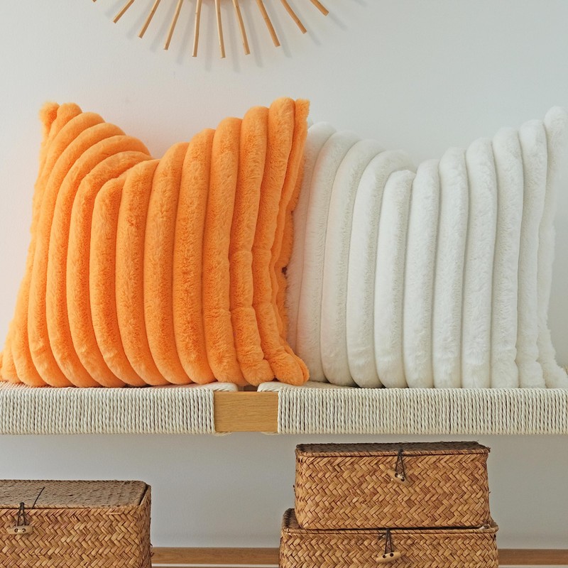 JOJUSIS Pack of 2 Faux Fur Plush Decorative Throw Pillow