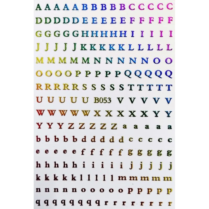 LANODO 8 Pcs Nail Stickers Alphabet 3D English (8 Colors)