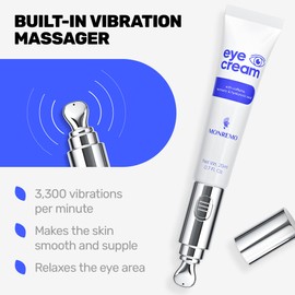 MONREMO Under Eye Cream with Caffeine, Turmeric & Hyaluronic Acid | Vibrating Applicator & Snail Mucin | Anti-Aging Treatment to Reduce Wrinkles, Dark Circles, Puffiness, Bags Intense Hydration 0.7 oz