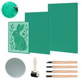 Zyluniy Linoleum Platten 9Stk Linoldruck Set Weichgummi Linoldruck Platte Linolschnitt Werkzeug Stempelgummi A4 A5 A6 Präzises Drucken Linolplatten für Druckgrafiken Kunsthandwerk DIY