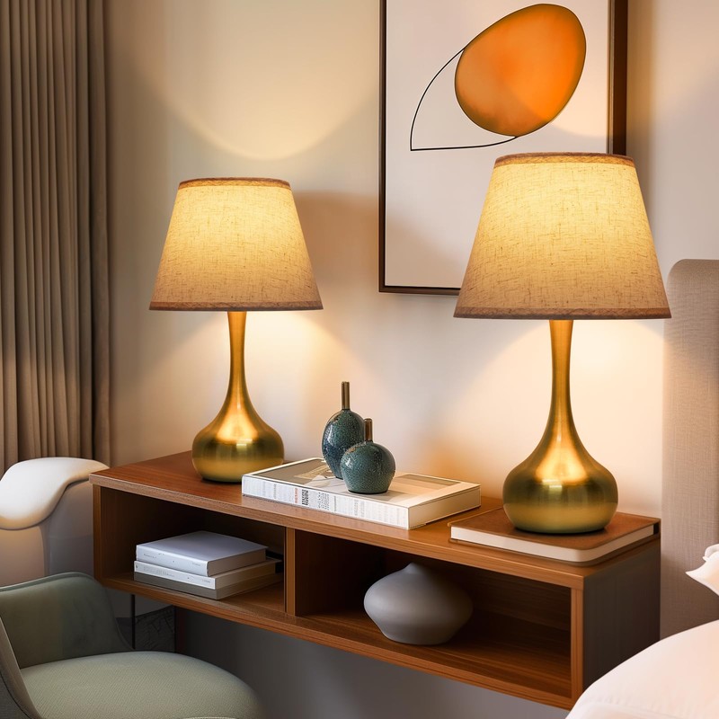 ONEWISH Touch Table Lamp for Bedroom, 3-Way Dimmable Gold Bedside