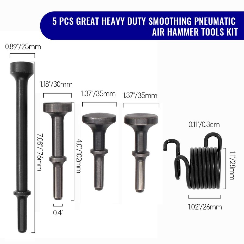 Smoothing Air Hammer Bits, 5 Pcs Air Hammer Tools Kit