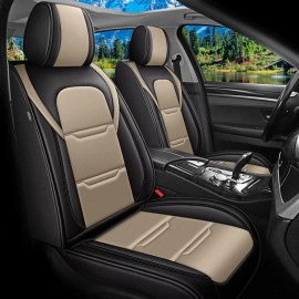 MTggSKA Car Seat Covers Leather For Mitsubishi Outlander 2007-2025 (5 Seats,Black&Be