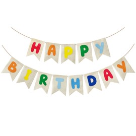 Pre-strung Burlap Happy Birthday Banner, Assembled Colorful Birthday Decorations for Women Girl Birthday Party Supplies