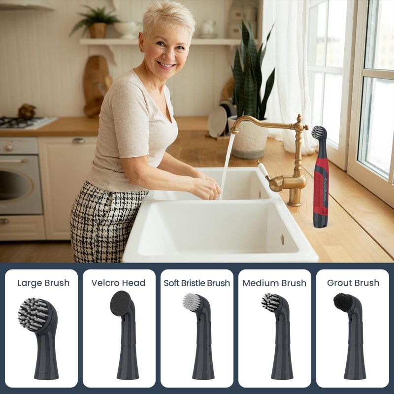 LifeBasis Cordless Electric Cleaning Brush, Mini Power Scrubber for Cleaning