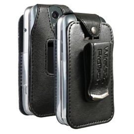 Wireless Protech Leather Fitted Case with Rotating Belt Clip for GreatCall Lively Flip