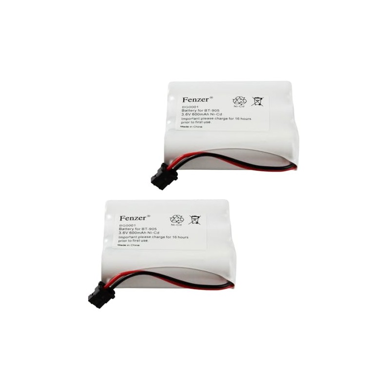 Fenzer 2-Pack Ni-CD Battery 3.6V for Uniden BT-905 (600mAh)