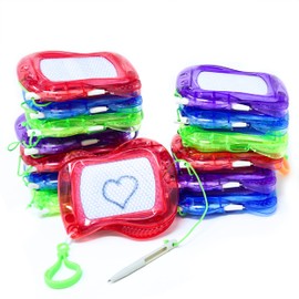 4E's Novelty - 12 mini tablero de dibujo para niños (paquete de 12) mochila a granel, llavero con clip para dibujar, dibujo borrable y bloc de escritura para niños y niñas