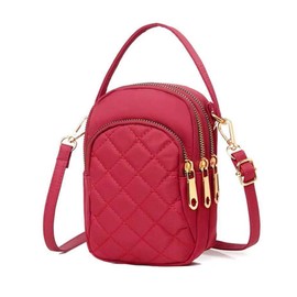 OPXTO Small handbags Crossbody Bag for Women,Lightweight Nylon Cell Phone Purses,Shoulder Bag, Wallet,with Headphone Jack. (red)