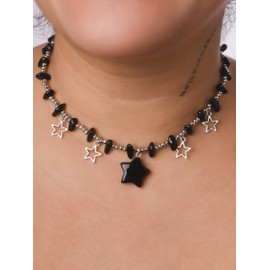 Sacina Black Star Choker Necklace, Crystal Y2k Necklace, Grunge Emo Jewelry, Christmas Jewelry Gift For Women