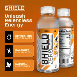 SHIELD® Zero Sugar-Free Electrolyte Replenisher Ready to Drink Bottle, 202.80 fl oz, 15.80 pounds per case (Pack of 12, Orange)