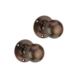 Infinity Decor Pair of Antique Old Style Solid Brass Ball Mortice Door Pull Knobs Set 45mm - Ideal for Interior & Exterior use 