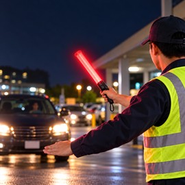LED Traffic Wand, 21.26 Inch Handheld Lighted Traffic Control Baton, Battery Operated Warning Signal Stick for Parking Guidance, Security and Event Crowd Management