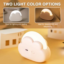 Leikurvo 1 Stück LED Nachtlicht Kinder Nachtlicht Dimmbar Nachtlicht Baby für Schlafzimmer, Kinderzimmer, Babyzimmer, Tragbar USB Aufladbar, Geschenke für Frau, Mädchen, Freunde - Weiß